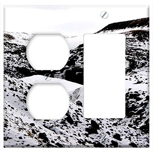 2-Gang, Outlet Rocker/GFCI Combination Wall Plate Cover - The First Snow Mountains Stones Slopes Height Snow 1