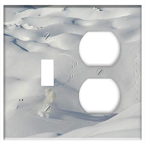 2-Gang, Toggle Outlet Combination Wall Plate Cover - Snow Peaks Mountain Slopes Winter Nature 2-Gang, Toggle Outlet Combination Wall Plate Cover - Snow Peaks Mountain Slopes Winter Nature