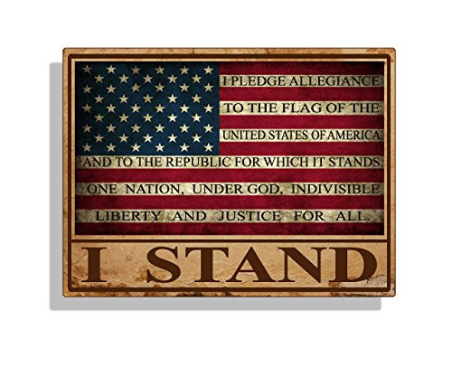 I Stand USA Rustic Flag Sticker Decal Pledge of Allegiance Car Truck Cup Laptop Bumper Window