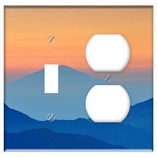2-Gang, Toggle Outlet Combination Wall Plate Cover - Landscape Mountains Hills Range Slopes View Hazy