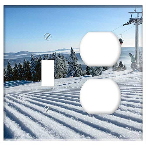 2-Gang, Toggle Outlet Combination Wall Plate Cover - Ski Slope Winter Snow Cold Frost Frozen Alpine
