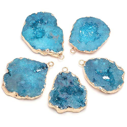 3pcs Natural Stone Pendants Charms Natural Agate Precious Stone Pendants for Bracelet Necklace Jewelry Findings Gemstone