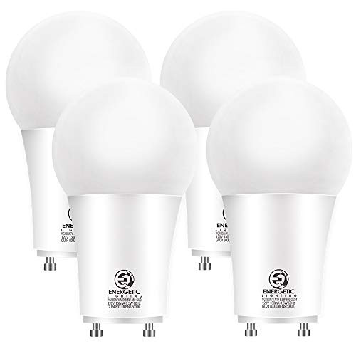LED GU24 Base, A19 Shape, 60 Watt Equivalent (8.5W), 5000K Daylight, 800 Lumens, Non-Dimmable, 2 Pin LED Light Bulb, UL Listed, 4 Pack