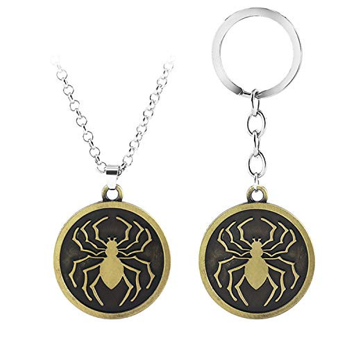 haress lfslk 2PC Hunter x Hunter Keychain Necklace Phantom Troupe Spider Logo Round Pendant Keyring Necklace