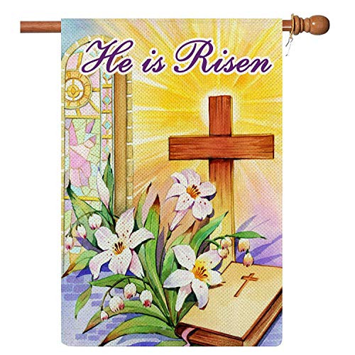 Coskaka He is Risen Garden Flag Easter Cross Religious Garden Flag Decorative House Yard Seasonal Double Sided Flag 28 x 40 Coskaka He is Risen Garden Flag Easter Cross Religious Garden Flag Decorative House Yard Seasonal Double Sided Flag 28 x 40