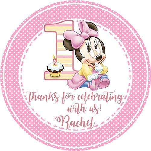 Minnie Mouse 1st Birthday Party Stickers Or Favor Tags