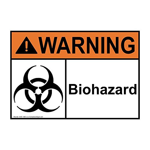 Warning Biohazard ANSI Safety Label Sticker Decal, 7x5 in. Vinyl for Medical Facility Process Hazards Hazmat by ComplianceSigns