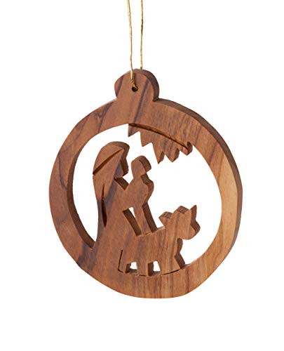 Earthwood Round Shepherd Olive Wood Ornament, Brown