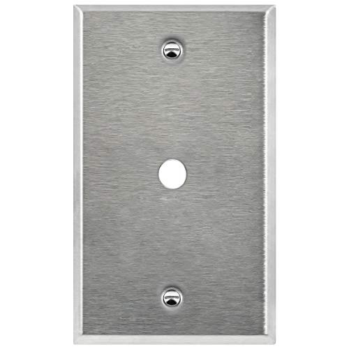 ENERLITES .406" Diameter Hole Phone Cable Metal Wall Plate, Corrosive Resistant, Size 1-Gang 4.50" x 2.76", 7741, 430 Stainless Steel