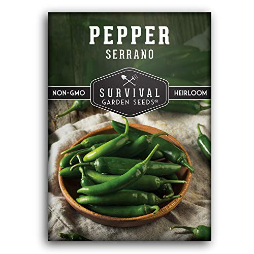 Survival Garden Seeds - Serrano Pepper Seed for Planting - Packet with Instructions to Plant and Grow Your Home Vegetable Garden - Non-GMO Heirloom Variety