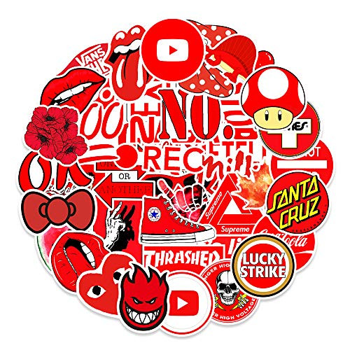 50 Pcs Skateboard Stickers for Water Bottles Funny Cute Cool Waterproof Red Stickers for Teens Girls Boys Adults - Perfect for Waterbottle Laptop Phone Hydro Flask 50 Pcs Skateboard Stickers for Water Bottles Funny Cute Cool Waterproof Red Stickers for Teens Girls Boys Adults - Perfect for Waterbottle Laptop Phone Hydro Flask