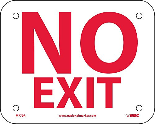 NMC M779R NO EXIT Sign  5 in. x 4 in. Rigid Plastic Fire Safety Sign with Red on Glow Yellow