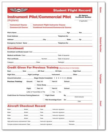 ASA Student Flight Records: Instrument  and  Commercial