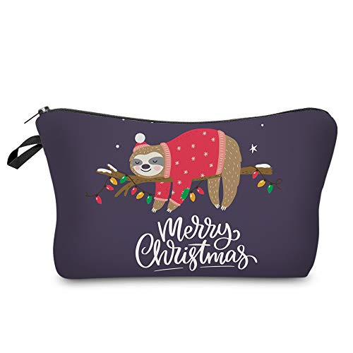 Cosmetic Bag MRSP Makeup bags for women,Small makeup pouch Travel bags for toiletries waterproof (Sloth Christmas (52502))