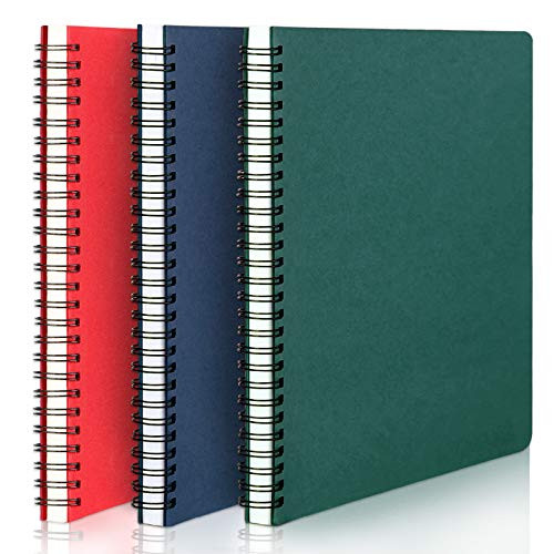 Spiral Lined Notebook, EUSOAR A5 3packs 5.7x8.2" Lined Travel Writing Notebooks Journal, Memo Notepad Sketchbook, Students College Office Business Subject Diary Ruled Spiral Book Journal-3 Colors