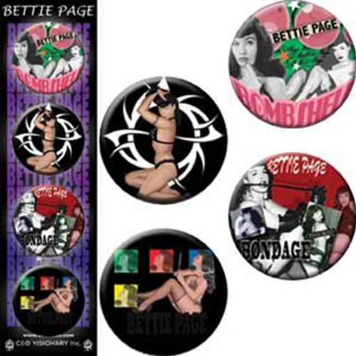 Licenses Products Bettie Page Purple Assorted Artworks 1.25" Button Set, 4-Piece