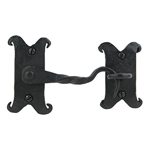 Cabin Hook, 4 7/8 Inches Iron Eye Latches Cabin Door Gate Latches, Window Sash Catch Hook Lock, Barn Door Locks Latches, Black Powder Coat Finish