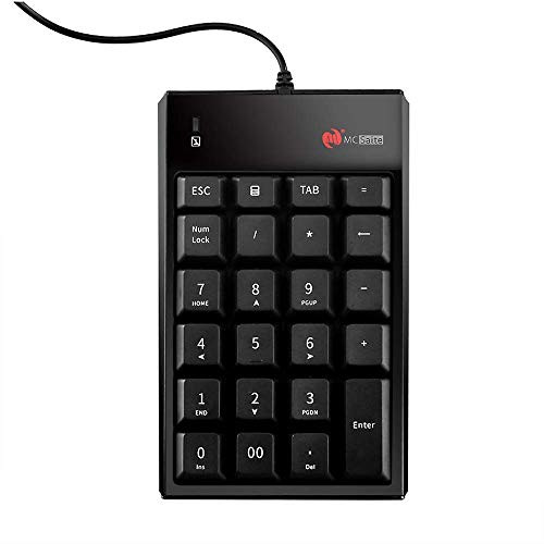 MCSaite Wired USB Numeric Keypad - 23 Keys Mini Number Pad - Cable Length 1.7M - Portable Slim for Laptop Desktop Computer PC (Renewed)