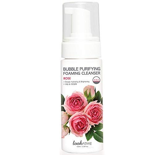Look At Me Bubble Purify Foaming Rose Cleanser Frothy Foaming Face Wash for Men and Women, Gentle for Dry Skin.