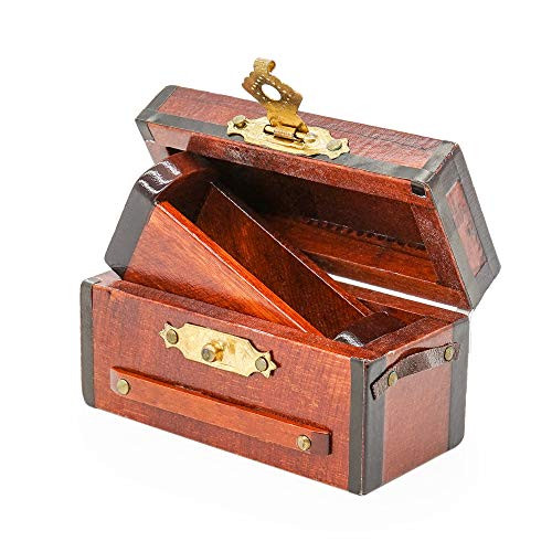 Odoria 1:12 Miniature Vintage Treasure Chest Wine Rack Dollhouse Decoration Accessories