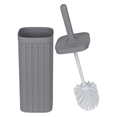 Bath Bliss Sailor Knot Toilet Brush  and  Holder Set, Hygienic Rust  and  Mildew Resistant, Heavy Duty Brush, Decorative, Grey