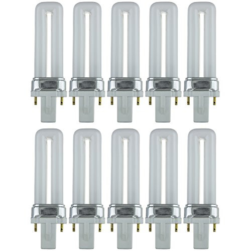 Sunlite PL5/SP41K/10PK 2-Pin Fluorescent 5W 4100K Cool White U Shaped PL CFL Twin Tube Plugin Light Bulbs with G23 Base (10 Pack)