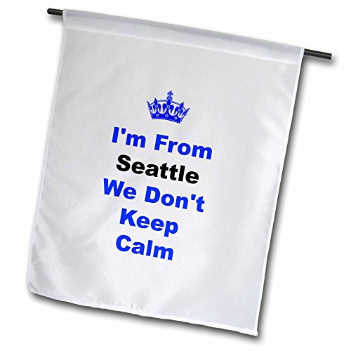 3dRose Xander Keep Calm quotes - dont keep calm, Seattle, blue and black letters on white background - 12 x 18 inch Garden Flag (fl_180042_1)