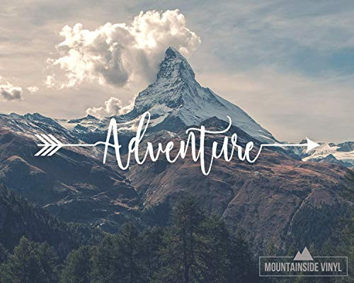 Adventure Arrow Vinyl Decal - Wanderlust Laptop Stickers, Adventure Awaits Decal, Camping Decals, PNW Stickers, Water Bottle Stickers, Hiking Flask Stickers, Helmet Sticker