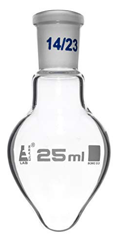 Boiling Flask, 10ml - 14/23 Interchangeable Joint - Borosilicate Glass, Pear Shape - Short Neck - Eisco Labs
