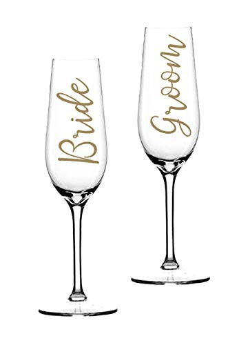 Bride  and  Groom - Vinyl Sticker Decals for Wine Glasses, Mugs. Anniversary, Wedding Gift, Couple