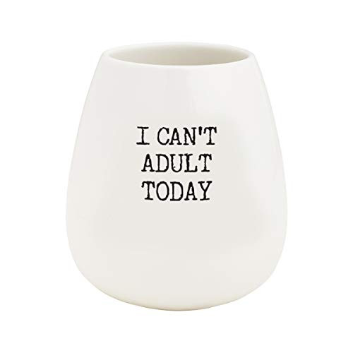 Stemless Ceramic Wine Tumbler - For Wine Lovers - Funny Wine Glass - Variety of Funny Sayings (Cant Adult)