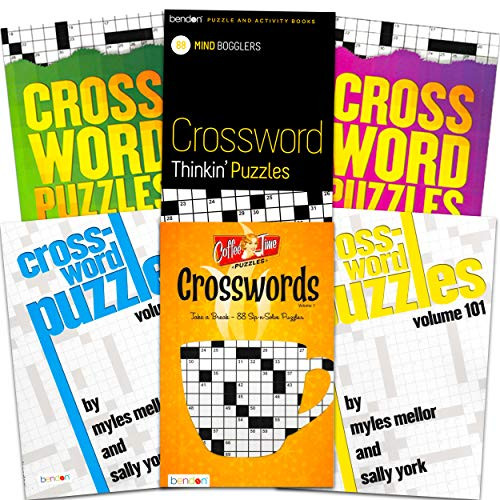 Crossword Travel Puzzle Books for Adults Seniors Super Set ~ Bundle of 6 Crossword Puzzle Books (Over 480 Puzzles Total)