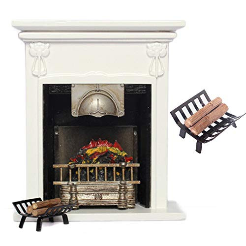 interjunzhan Firewood Rack Model,1/12 Metal Toy Doll House Furniture Fireplace Accessory for Children Funny Pretend Play Toy