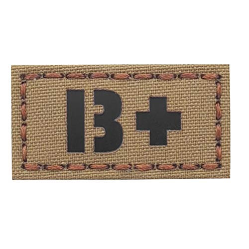 IR Coyote BPOS BPlus Blood Type 1x2 Tan First Aid Kit IFAK OCP Tactical Morale Hook-and-Loop Patch