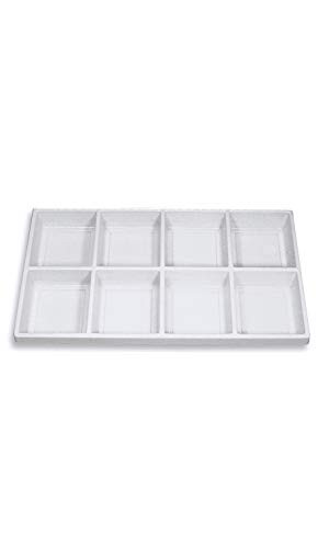 SSWBasics 8 Section White Plastic Tray Inserts - 14" L x 7-1/2"W - Set of 3