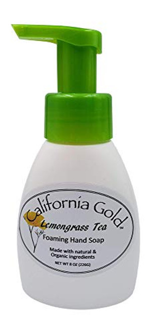 California Gold Artisan Soaps Natural and Organic Lemongrass Tea Foaming Hand Soap- 8oz. for Kitchen and Bathroom