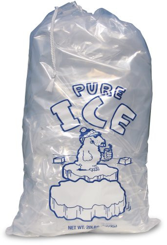 TFD Supplies 20 ea. 8lb Clear Ice Bag with Drawstring