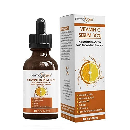dermaXgen 30 percent Vitamin C Serum for Face,Hyaluronic Acid  and  Vitamin E - Natural  and  Organic Anti Wrinkle  and  Skin Rejuvenator Moisturizer Vitamin C for All Skin - Anti Aging Serum (1 FL OZ)