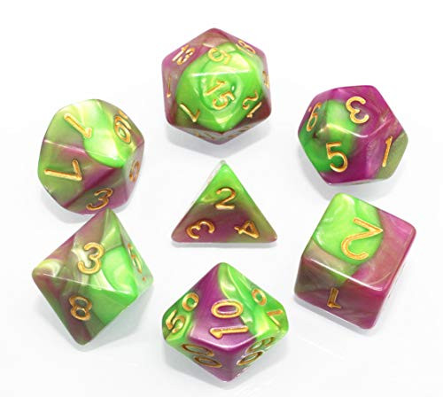 HD DND Dice Set RPG Pink & Green Polyhedral Dice Fit Dungeons and Dragons(D&D) Pathfinder MTG Tabletop Role Playing Dice with Dice Pouch