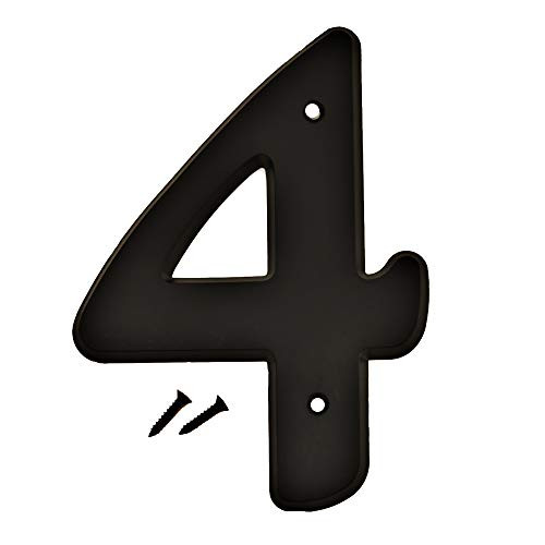 Hy-Ko Products 30204 Plastic House Number 4 (FOUR) 6" High, Black, 1 Piece