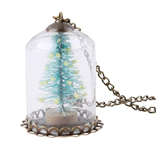 Weiy Luminous Snowman Santa Claus Necklace Christmas Fluorescent Pendant Glow in The Dark Necklaces Gift for Party,Tree
