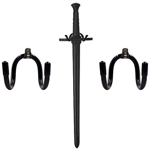 Pmsanzay Universal Adjustable Sword Stand  Wall Organizer Storage Hook Wall Collection Display Hanger Wall Mount Rack for Sword,Dagger,Axe,Keyblade, etc 2/PK No Sword  Vertical/Horizontal Display