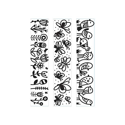 Darice Embossing Folder A6, Template Rows of Birds Butterflies Flowers, Transparente