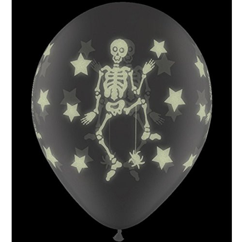 Halloween/Pirate Party Glow in Dark Skeleton 11" Qualatex Latex Balloons x 5