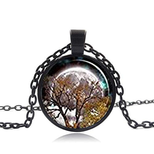 Glow in The Dark Moon and Tree Glowing Necklace, Glowing Jewelry, Glow in The Dark Pendant