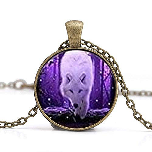 Glowing Necklace, Wolf White Glow in The Dark Wolf Necklace, Wolf Pendant,