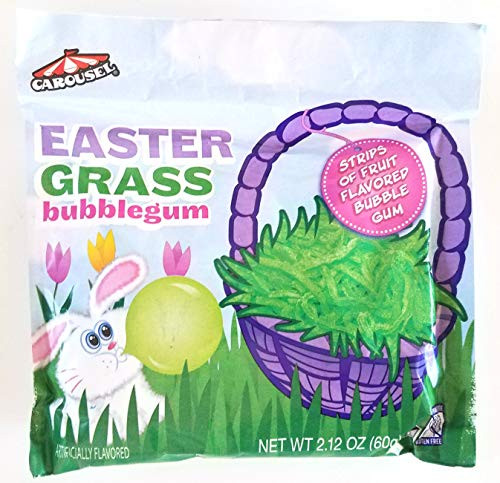 Carousel (1 Pack) Easter Grass Bubblegum Fruit Flavored Bubble Gum Candy Net Wt. 2.12 oz / 60 g