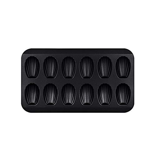 Nonstick Madeleine Pan, 12 Cavity Shell Shape Carbon Steel Baking Cake Mold Pan Oven Baking-Black Nonstick Madeleine Pan, 12 Cavity Shell Shape Carbon Steel Baking Cake Mold Pan Oven Baking-Black