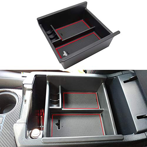 SENSHINE Center Console Organizer Tray for Toyota 4Runner Accessories 2010-2019 2020 2021 Secondary Storage Armrest Box Insert Tray (Red Trim)