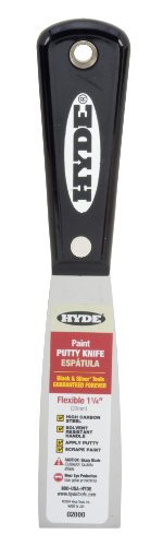Hyde Tools 02000 And Silver Putty Knives, Professional, 1-1/4 In. Blade Wdth 1 Pack Black